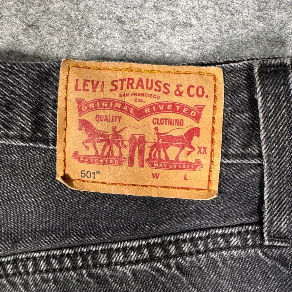 Levis 501 Original Cutoff Denim Shorts Black High Rise W28‎ Festival Grunge